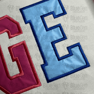 College Applique Embroidery Font, 5 Sizes, 8 Formats, BX included - Blue Gem Embroidery