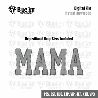 Mama Diamond Applique Embroidery Design - Blue Gem Embroidery