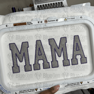 Mama Diamond Applique Embroidery Design - Blue Gem Embroidery