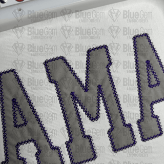 Mama Diamond Applique Embroidery Design - Blue Gem Embroidery