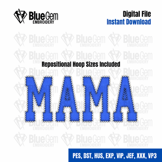 Mama Star Applique Embroidery Design - Blue Gem Embroidery