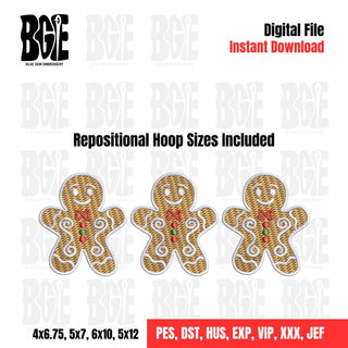 Christmas Cookies Embroidery Design, Gingerbread Men Embroidery Design, Christmas Embroidery Design, Split sizes Included - Blue Gem Embroidery