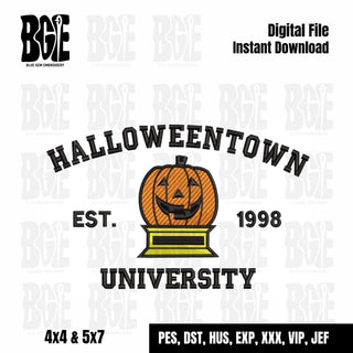 Halloweentown University Embroidery Design, Halloween Embroidery Design, Trendy Embroidery Design, 2 Sizes, Instant Download - Blue Gem Embroidery