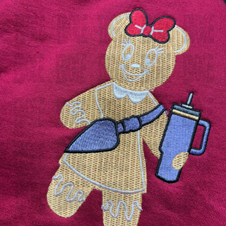 Minnie Gingerbread Embroidery Design, Christmas cookie Stanley Tumbler Belt bag Embroidery Design, 4 Sizes Available, Instant Download - Blue Gem Embroidery