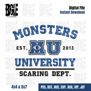 Monsters University Embroidery Design, Halloween Embroidery Design, Trendy Embroidery Design, 2 Sizes, Instant Download - Blue Gem Embroidery