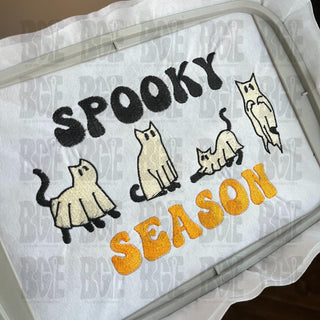 Spooky Season Embroidery Design, Cat Ghost Embroidery Design, Ghost Embroidery Design, Halloween Embroidery, 3 sizes, Instant Download - Blue Gem Embroidery